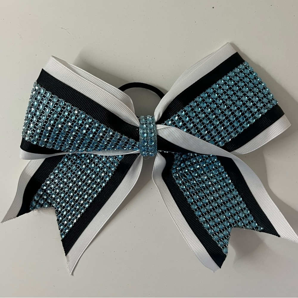 Blue, Black, and White Competition Cheer Bow